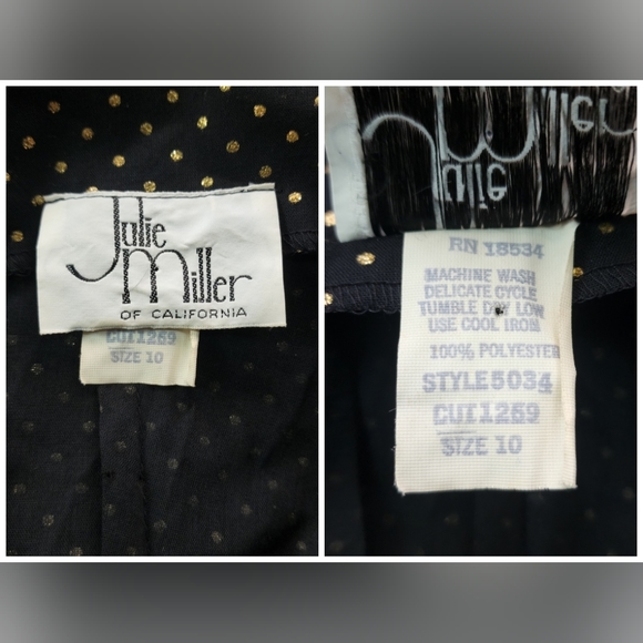 Vintage 70s Julie Miller black gold polka-dot prairie circle skirt sundress M - Picture 7 of 8